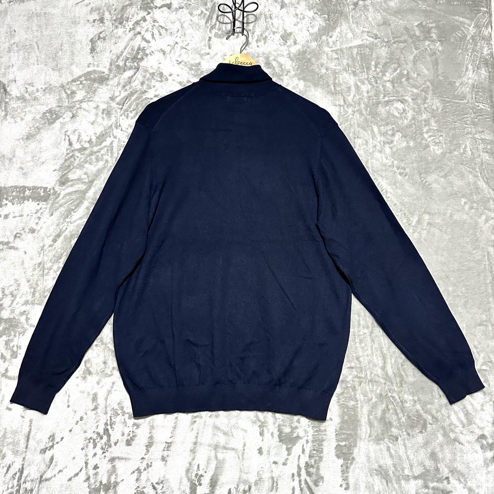 Zara Mens Turtleneck Sweater Mens Sz XL Blue Minimalist Ivy League Dark Academia - Picture 9 of 10